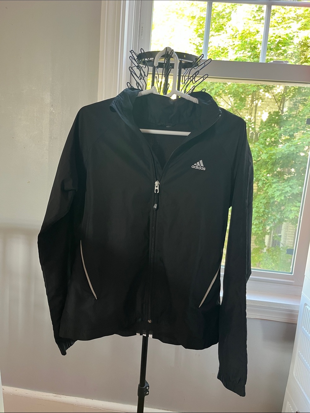 adidas Black Hooded Utility Jacket with Reflective Trim
